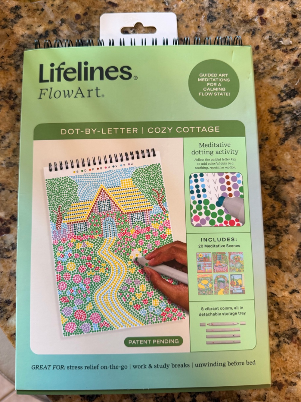 Lifelines Flow Art Dot-By-Letter Cozy Cottage: Guided Meditation